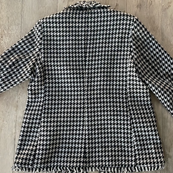 Gorgeous Express Blazer Jacket in Plaid Black White Lined Jacket w pockets sz L - Picture 7 of 11